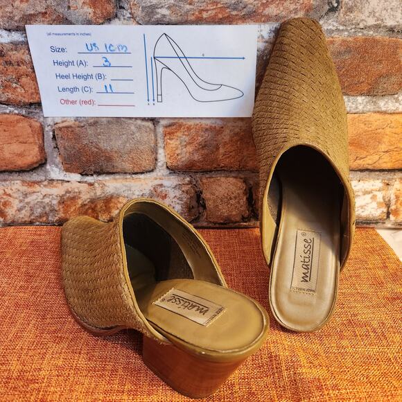 Matisse Basket Weave Leather Suede Block Heel Mule/Clog US Size 10 Anthropologie - Picture 2 of 11